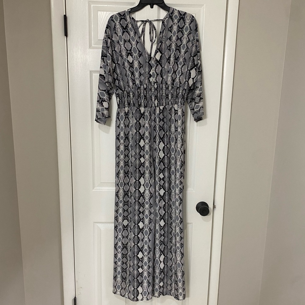 BeBop Black and White Snakeskin Jumpsuit